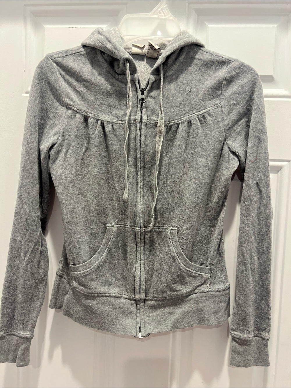 So Women's Gray Long Sleeve Hoodie Top Size Small Sweater Full Zip #937